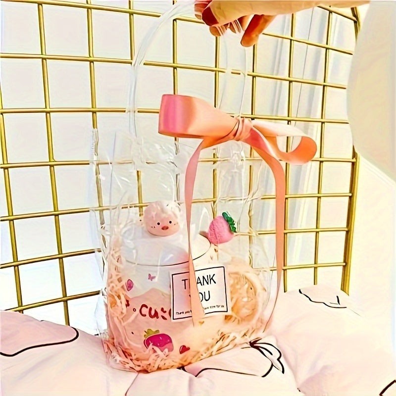 50pcs, Clear Plastic Gift Bags With Handle, Reusable Transparent PVC Plastic Gift Wrap Tote Bag For Mother's Day Christmas Boutique Wedding Birthday Party Favor (7.9" X 5.9" X 2.75"), Shopping Bag, Party Bag, Party Favor